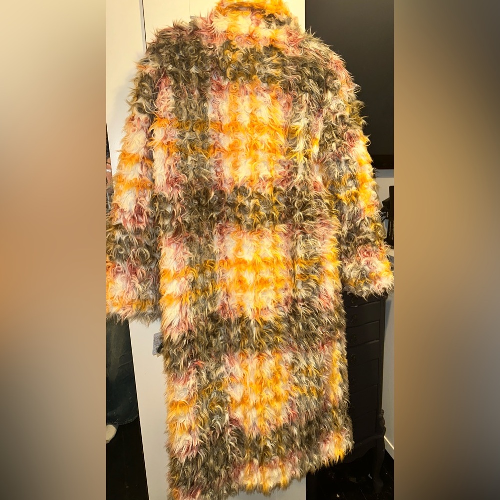NWT Free People Cardi Plaid Faux Fur Coat $698 MSRP - Picture 9 of 16